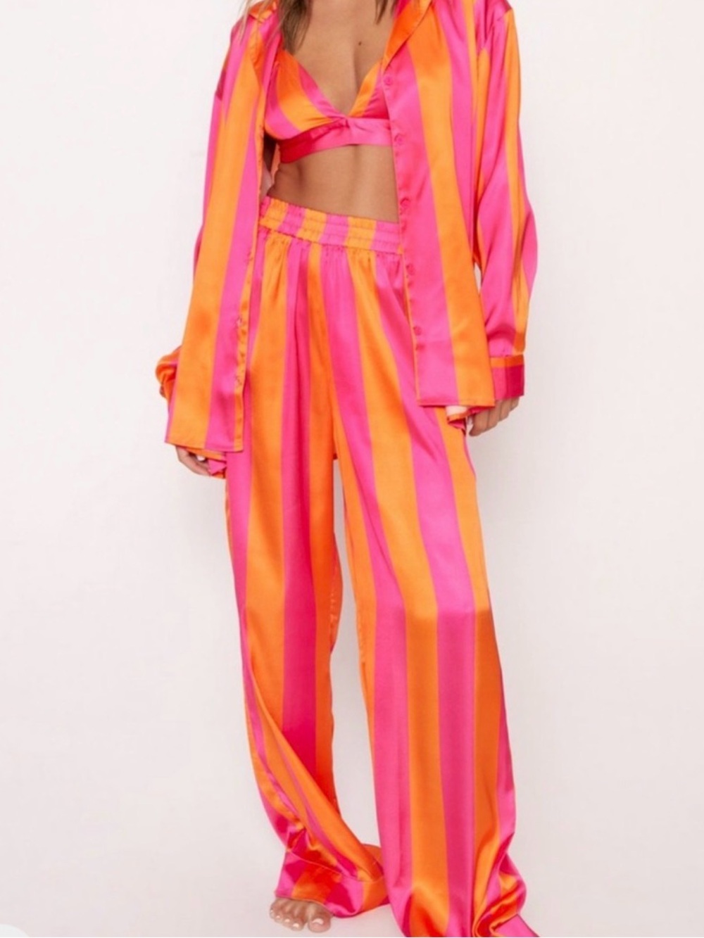 Nasty Gal Striped Satin Pants